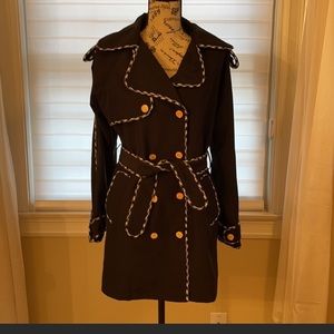 Chanel white/black trim trench coat